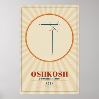 Oshkosh OSH Airport Landningsbanekarta Poster | Re
