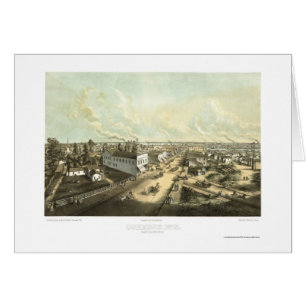 Oshkosh panorama- karta för WI - 1850 Hälsningskort