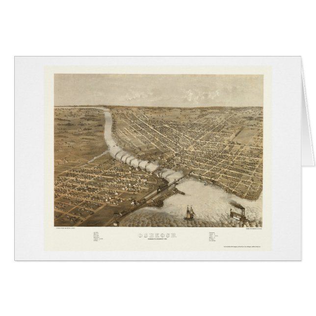 Oshkosh panorama- karta för WI - 1887 Hälsningskort (Framsidan Horizontal)