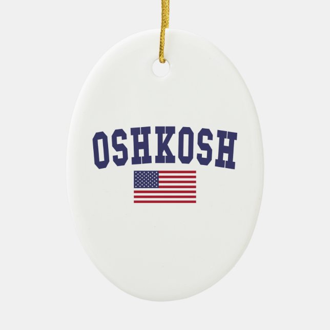 Oshkosh US Flagga Julgransprydnad Keramik (Framsidan)