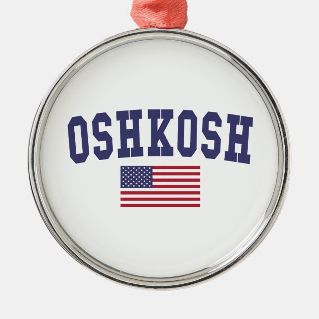 Oshkosh US Flagga Julgransprydnad Metall (Framsidan)