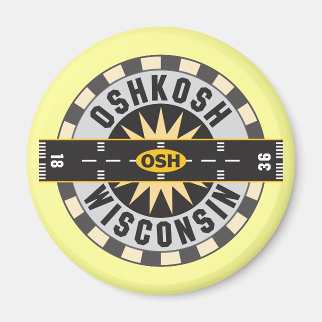 Oshkosh, WI OSH Airport Magnet (Framsidan)