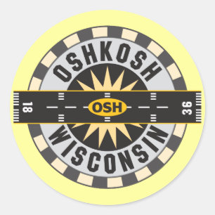 Oshkosh, WI OSH Airport Runt Klistermärke