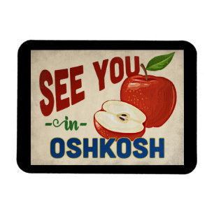 Oshkosh Wisconsin Apple - Vintage resor Magnet