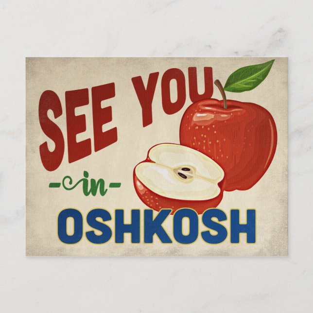 Oshkosh Wisconsin Apple - Vintage resor Vykort (Framsida)