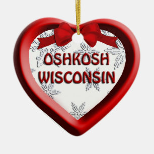 Oshkosh Wisconsin Heart jul Ornament