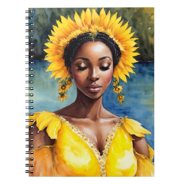 Oshun African Orisha Watercolor Art Anteckningsbok (Framsidan)