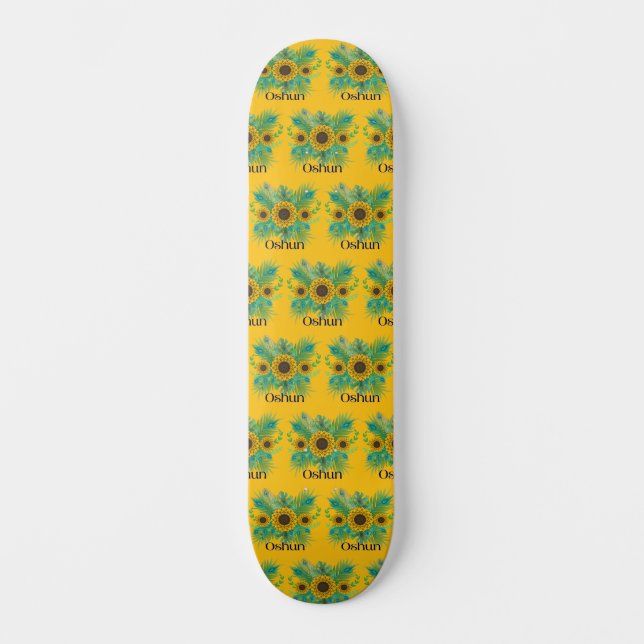 Oshun Goddess Sunblommblommor Skateboard (Framsida)