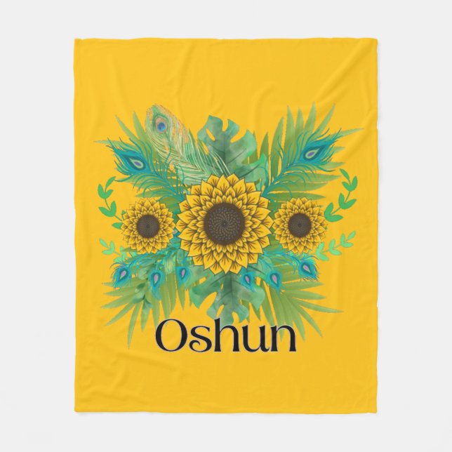Oshun Goddess Sunblommor Fleecefilt (Framsidan)