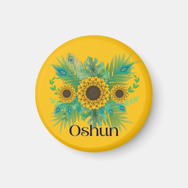 Oshun Goddess Sunblommor Magnet (Framsidan)