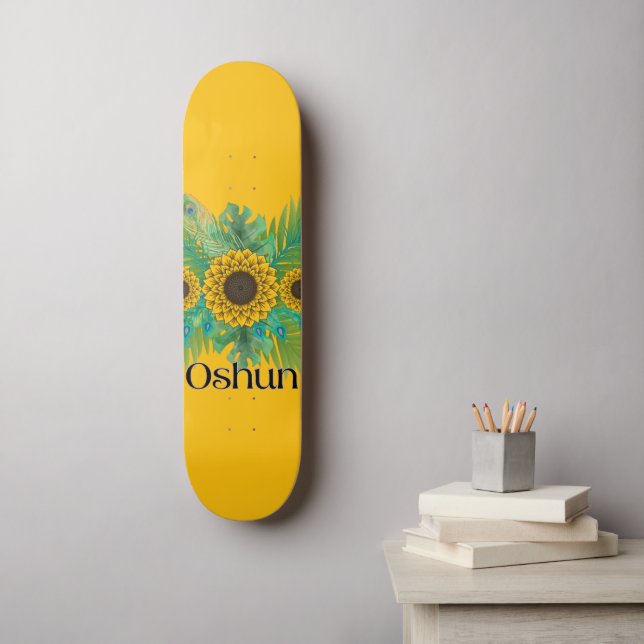 Oshun Goddess Sunblommor Mini Skateboard Bräda 18,5 Cm (Väggkonst)