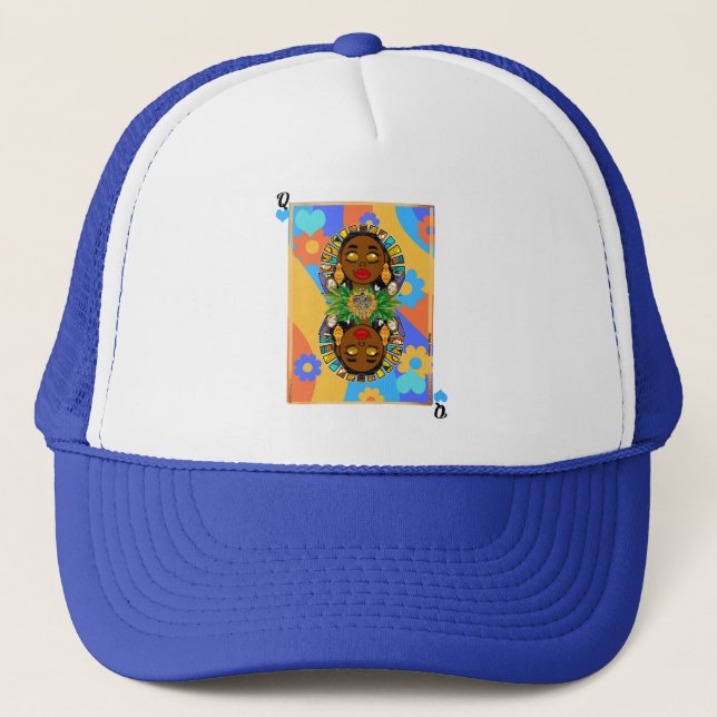 Oshun Retro Veve Blommigt Spelkort Keps (Framsida)