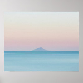 Ösilhouette på horisonten vid sunset poster