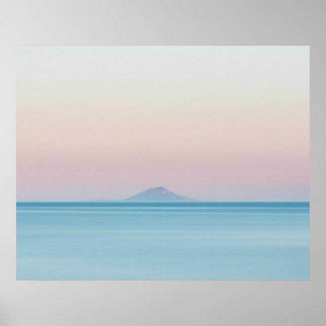 Ösilhouette på horisonten vid sunset poster (Framsidan)