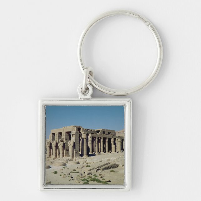 Osiride figurerar Ramesses II som flankerar Fyrkantig Silverfärgad Nyckelring (Framsidan)