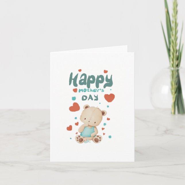 Osito bebé desea feliz día de la madre inbjudan (Framsida)