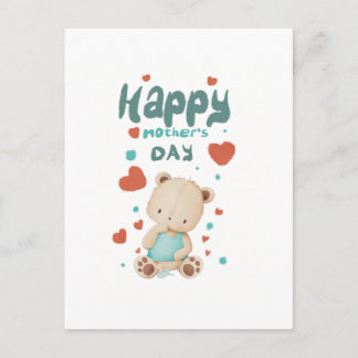 Osito bebé desea feliz día de la madre inbjudan vykort
