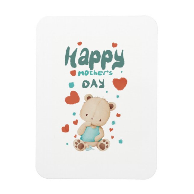Osito bebé desea feliz día de la madre magnet (Vertikal)