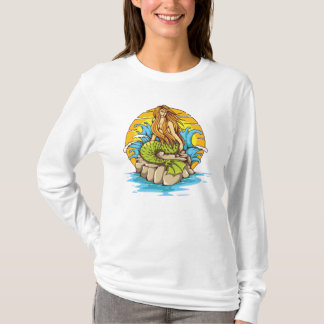 Ösjöjungfru med stam- konst för soltatueringstil t-shirt