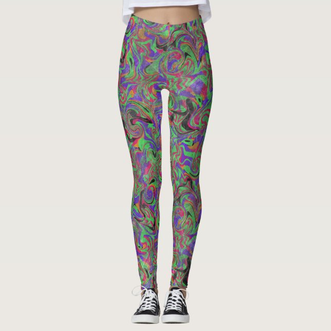 Oskaddad Paint Swirl Haze Leggings (Framsida)