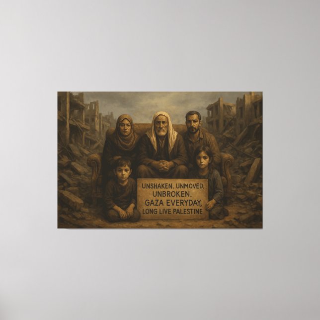 Oskakad. Oflyttad. Obruten. — Gaza Varje dag Canvastryck (Framsida)