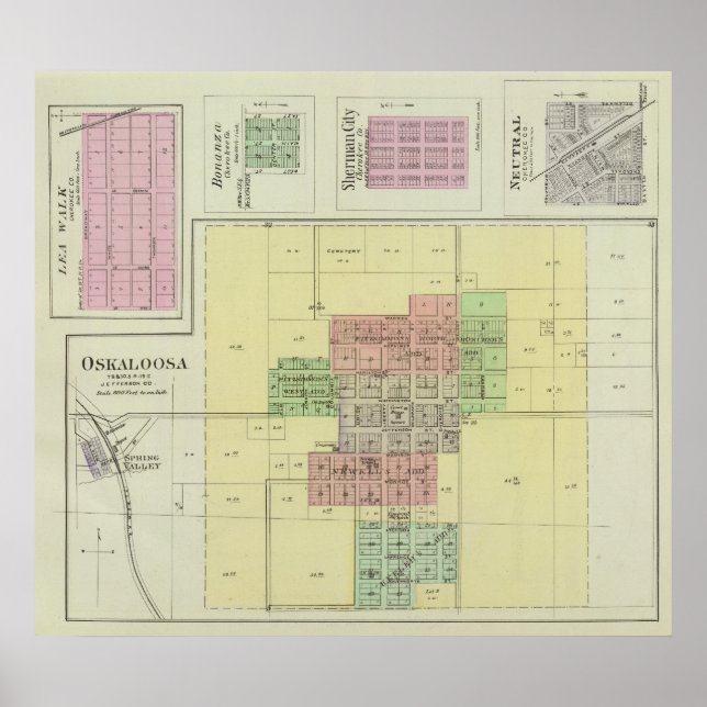 Oskaloosa, Lea Walk och Bonanza, Kansas Poster (Framsidan)