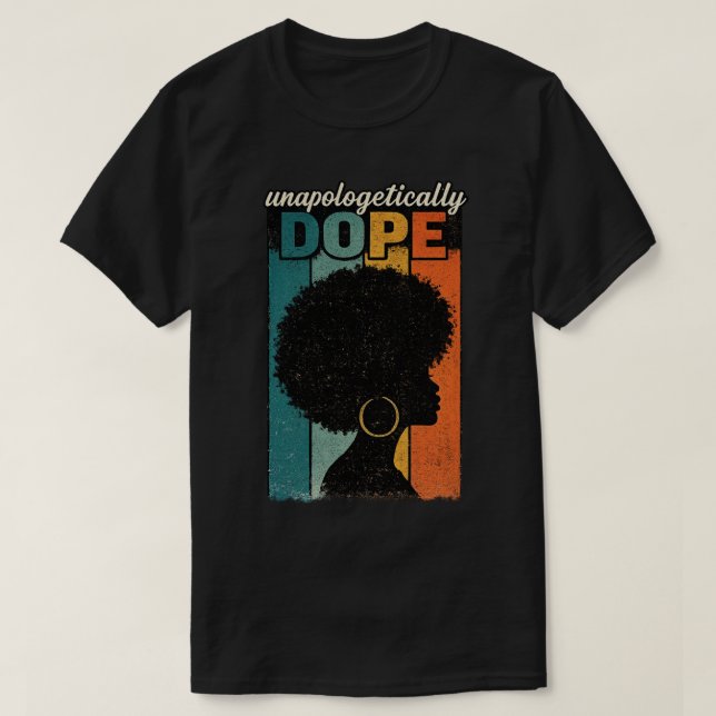 Oskamligt Häftig Afro Retro T Shirt (Design framsida)