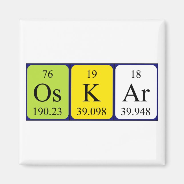 Oskar Periodisk bord namn magnet (Framsidan)