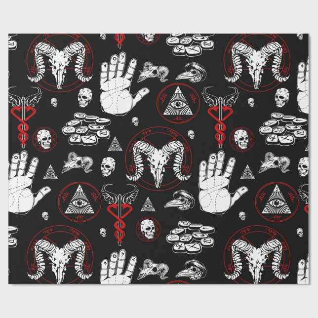 Oskärbar hallomellan alla öga-esoteriska runor röd presentpapper (Platt)