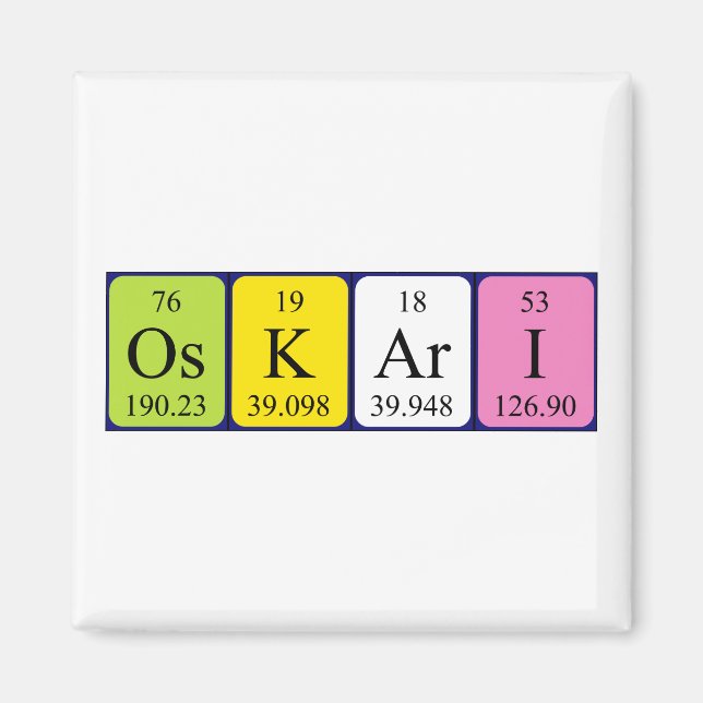Oskari Periodisk bord namn magnet (Framsidan)
