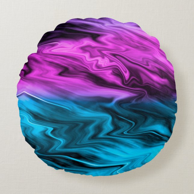 Oskarp bakgrundskript och blått rund kudde (Framsidan)