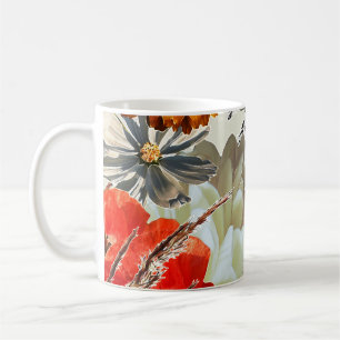 Oskarp blommigt, vintage konst. kaffemugg