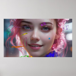 Oskarp flickporträtt och abstrakt poster