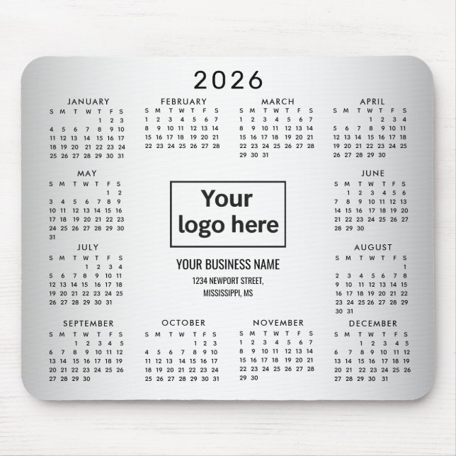 Oskarp Grått Bakgrund Anpassningsbar Logotyp 2026  Musmatta (Framsidan)