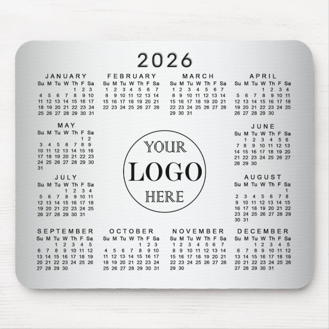 Oskarp Grått Bakgrund Anpassningsbar Logotyp 2026  Musmatta (Framsidan)