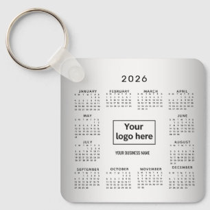 Oskarp Grått Bakgrund Anpassningsbar Logotyp 2026 Nyckelring