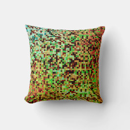 Oskarp grönt och bruna små fyrkanter eller plattor kudde