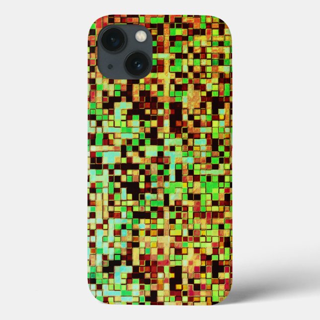 Oskarp grönt och orange, små fyrkanter eller platt (Baksida)