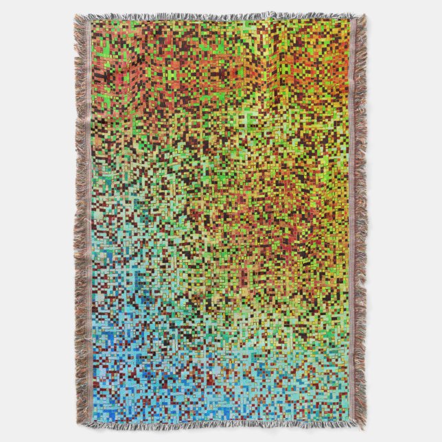 Oskarp grönt och orange, små fyrkanter eller platt filt (Framsidan Vertikal)