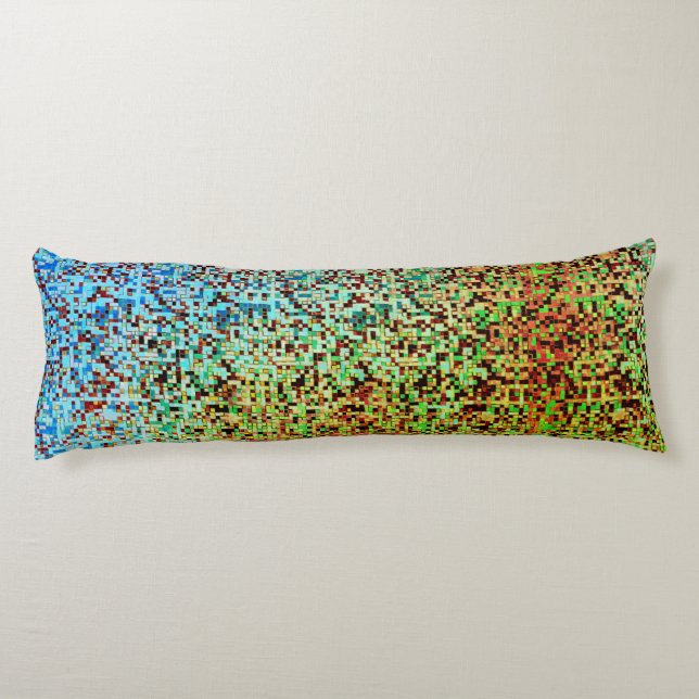 Oskarp grönt och orange, små fyrkanter eller platt kroppskudde (Baksidan)