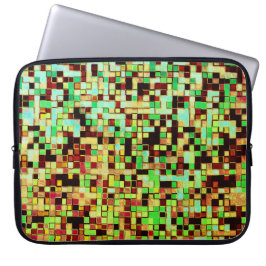 Oskarp grönt och orange, små fyrkanter eller platt laptop fodral