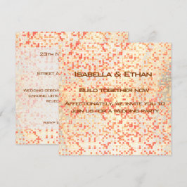 Oskarp korall och gulaktig liten kvadrat eller pla inbjudningar