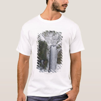 Oskarp vattenfall som omges av en snöig skog t shirt