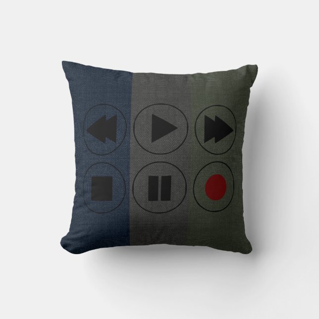Oskärpa grått grönt svart Tech Icon Rewind Fast Fo Kudde (Framsida)