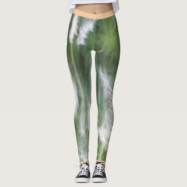 Oskärpa gröna leggings med en persikofodrad kant (Framsida)