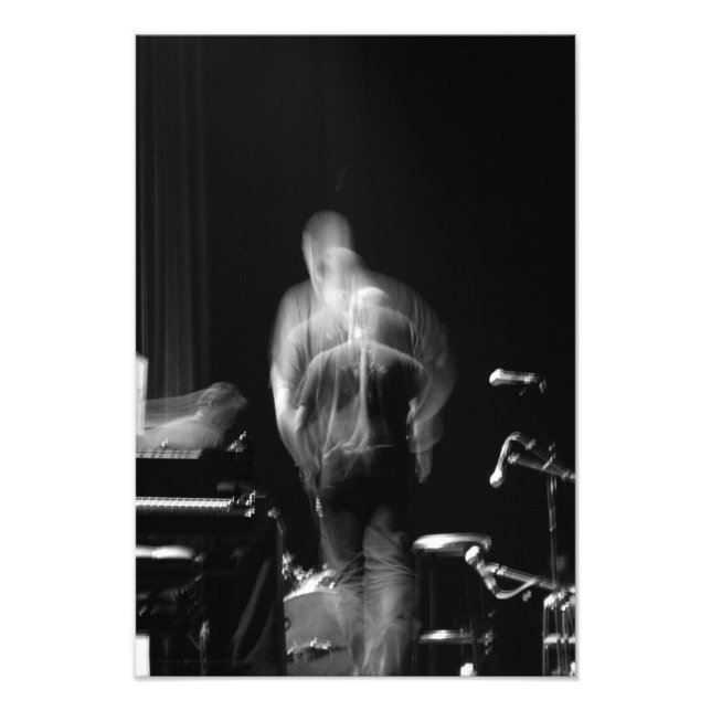 Oskärpa och rörelse på scenen Jazz Visa fotoutskri Fototryck (Framsidan)