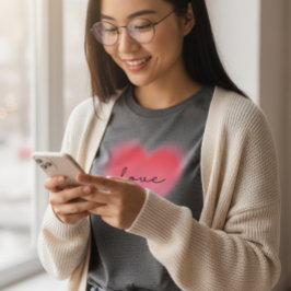 Oskärpt Rosa Hjärtakärlek Grafisk T-Shirt