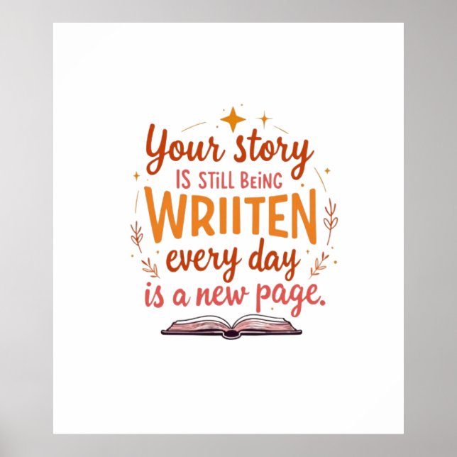 Oskrivet kapitel: Bok & Stars Art Poster (Framsidan)