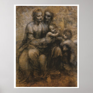 Oskuld & barn med Saints Anne & John, Da Vinci Poster