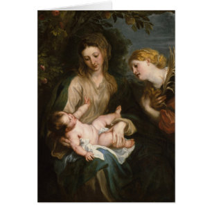 Oskuld & barn med Sanktt Catherine av Alexandria Hälsningskort